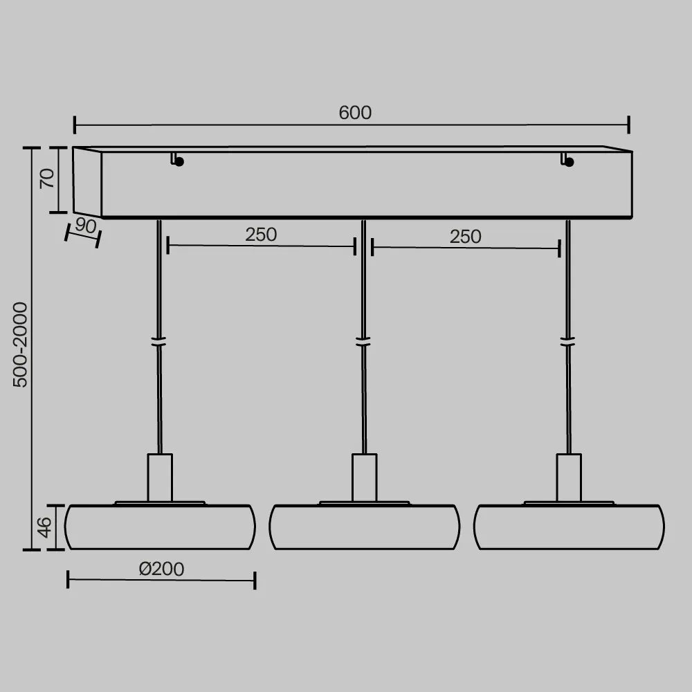 Lustra din Metal Negru H200xL68cm Float