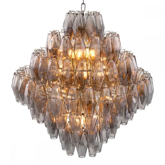 Candelabru din Metal Argintiu si Sticla Fumuriu H74xD65cm Benini L Eichholtz