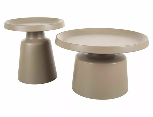 Set 2 masute de cafea din Metal Bej mat D70/50xH39/48cm Rodos