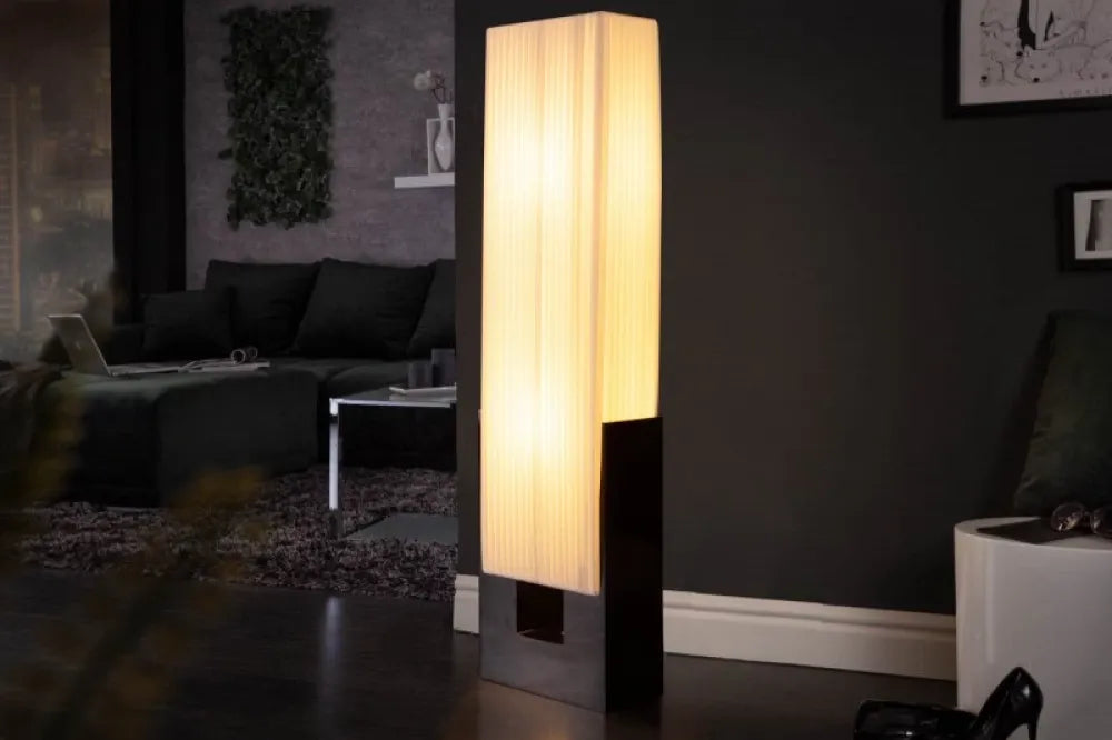 Lampa de podea din Metal Negru si Textil Alb H120xL30cm Liana