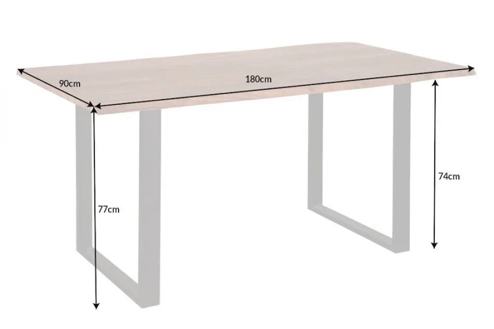 Masa cu blat de 26mm din Lemn de salcam Maro si Metal Negru L180xH77cm Mammut U