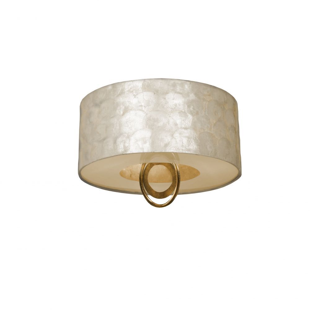 Plafoniera Rotunda din Metal si Sidef Auriu/Crem Eden D40xH34cm
