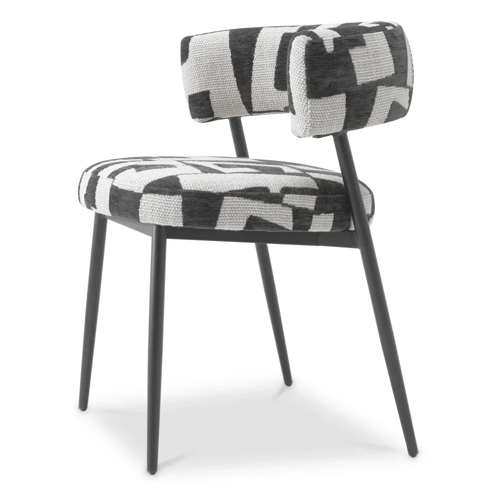 Scaun tapitat cu Stofa Negru/Alb L59xA56xH77cm Folsom Eichholtz