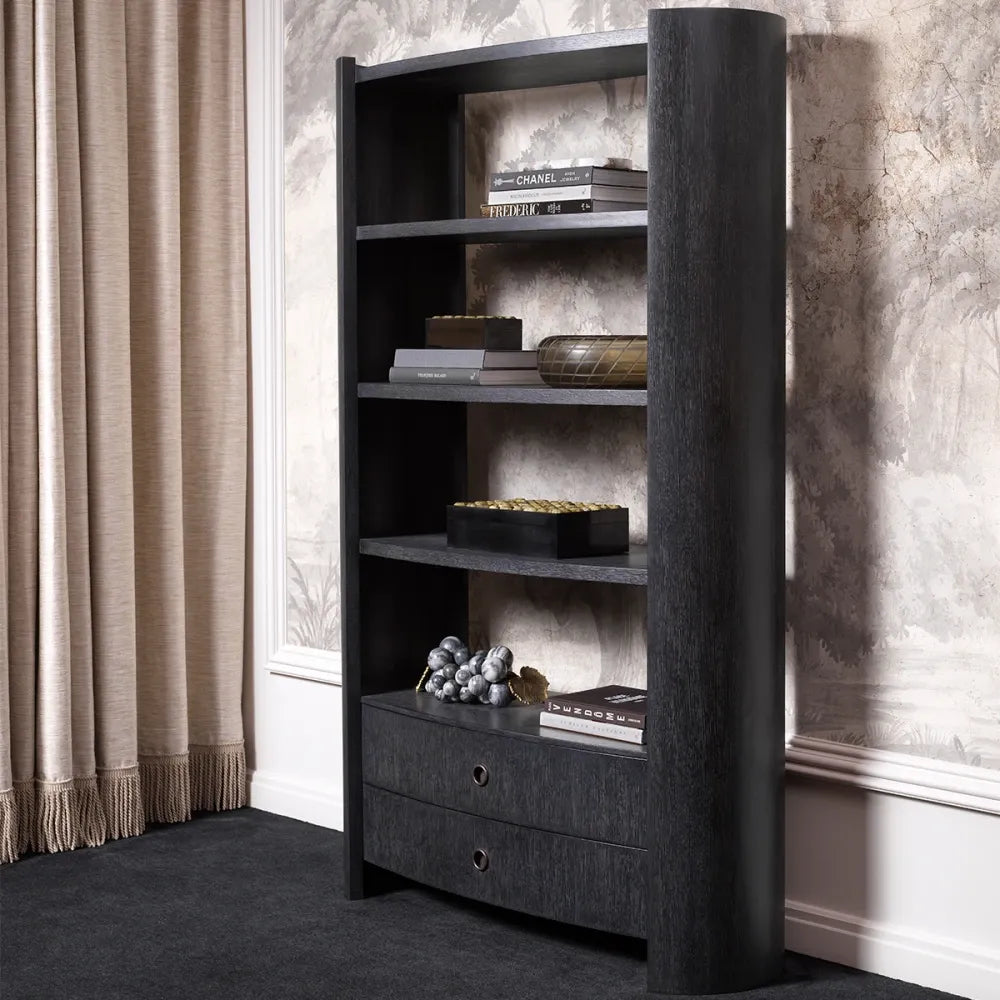 Biblioteca din Furnir de stejar Gri carbune L130xH210cm Splendora Eichholtz