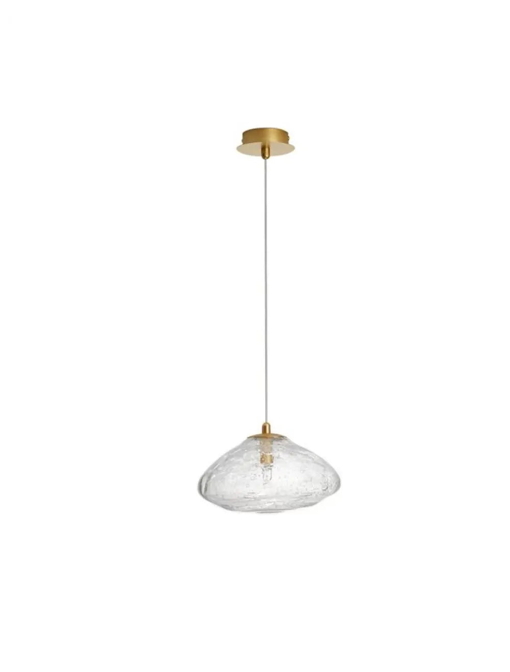 Pendul structura din Metal Auriu si abajur din Sticla Transparent H200xL26cm IP20 KING