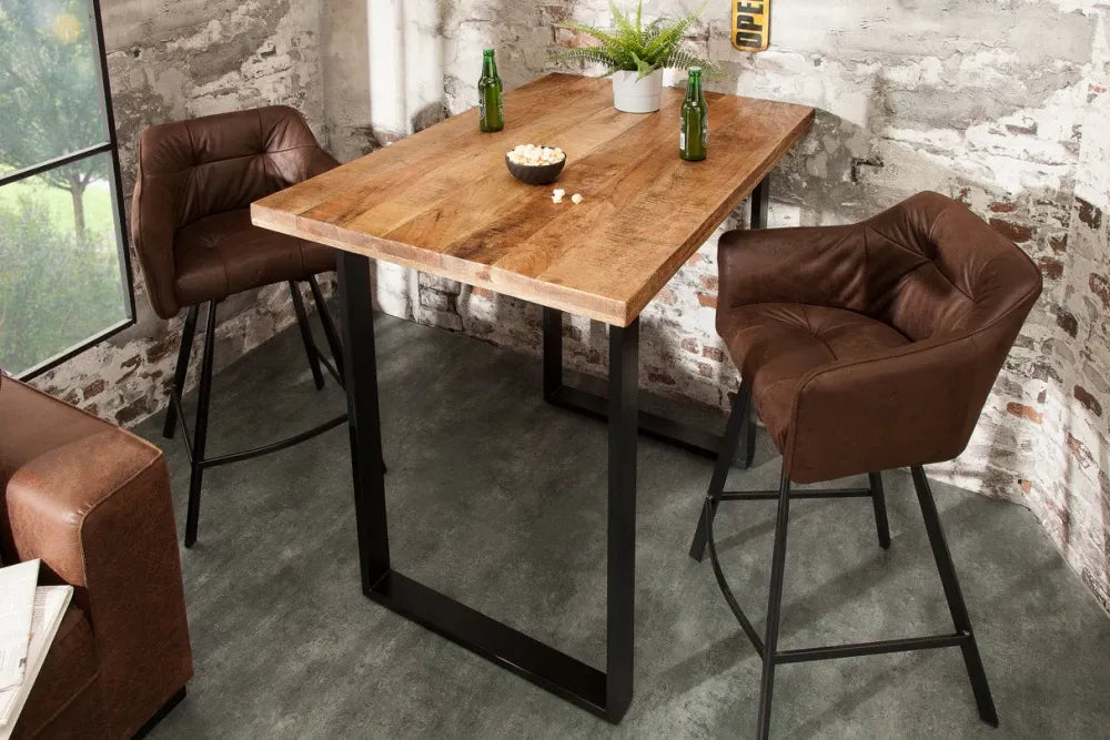 Masa bar din Lemn de mango Maro si Metal Negru L120xH105cm Iron craft