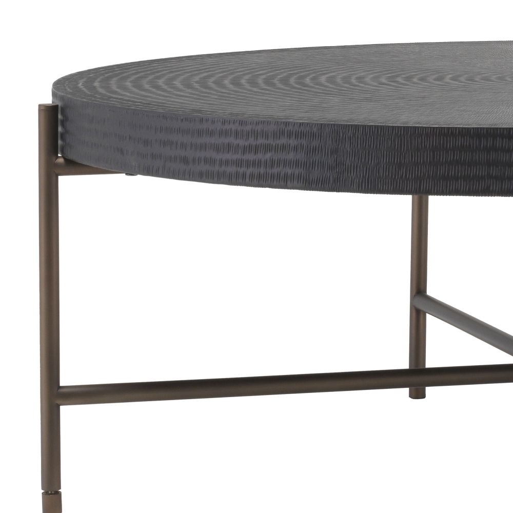 Masuta de cafea Rotunda din Otel inoxidabil si MDF Maro/Negru D105xH41cm Nikos