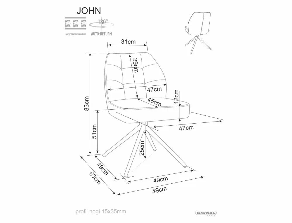 Set 2 Scaune rotative din Stofa Bej deschis si Metal Negru H83xL49xA63cm John