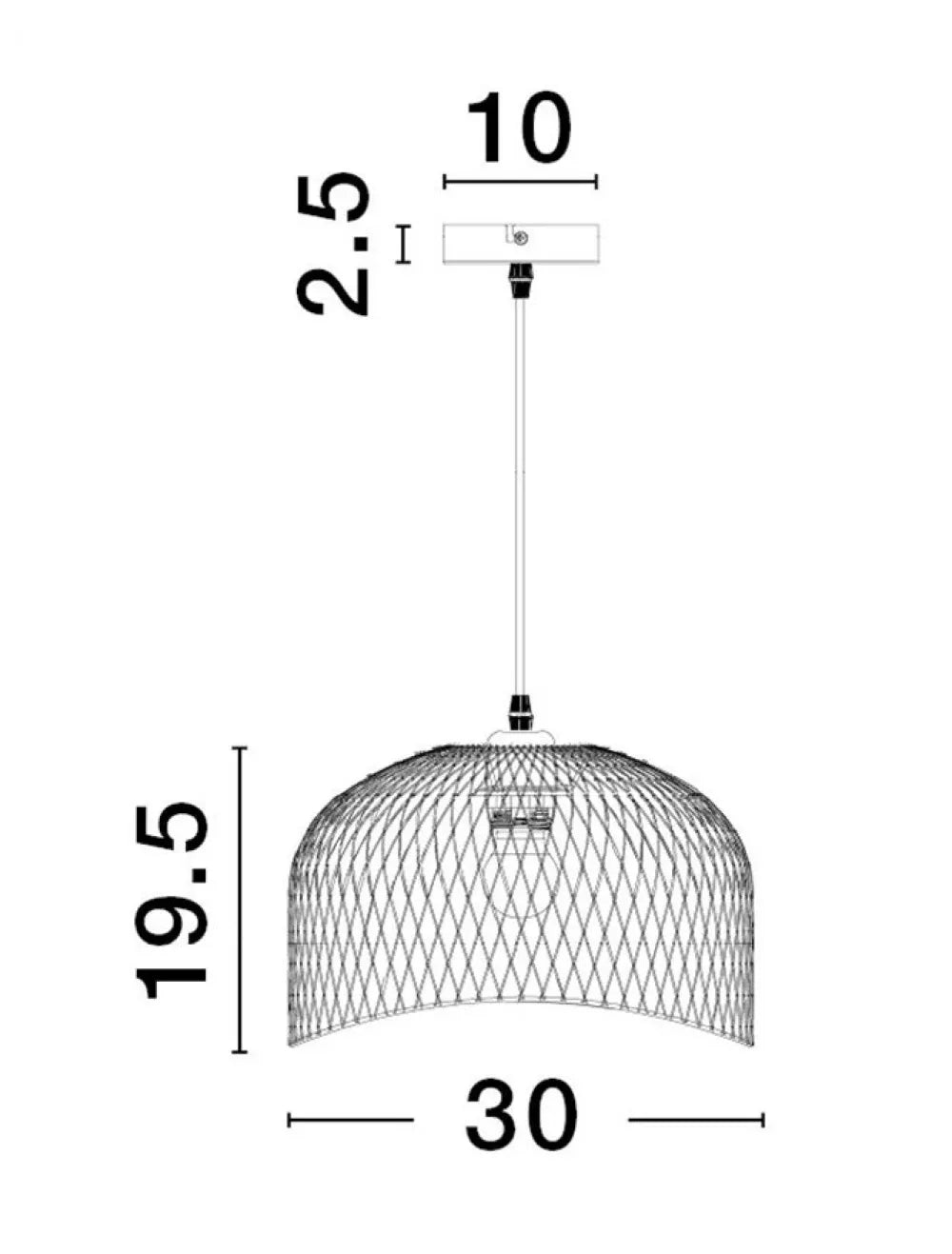 Pendul structura din Metal Negru si abajur din Metal Negru H120xL30cm IP20 LYRON