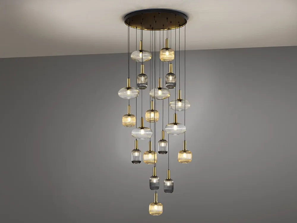 Candelabru din Metal Negru/Alama si Sticla Multicolor D113xH500cm Norma
