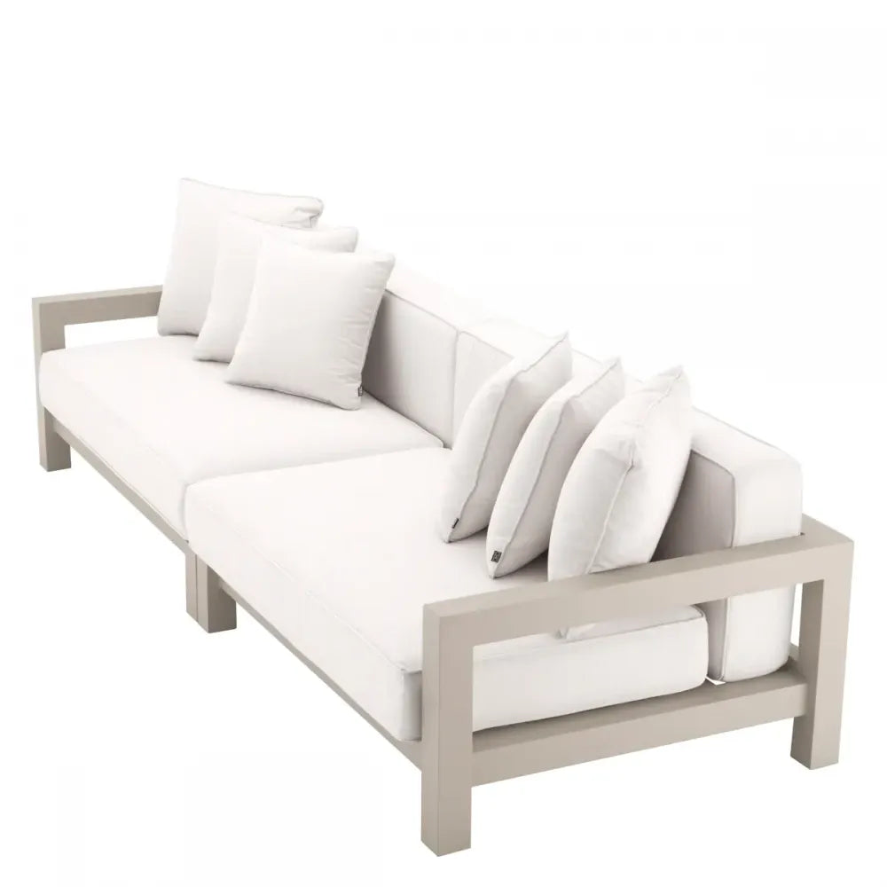 Canapea de exterior din Metal Bej si Stofa Alb H72xL273.5cm Cap-Antibes Eichholtz