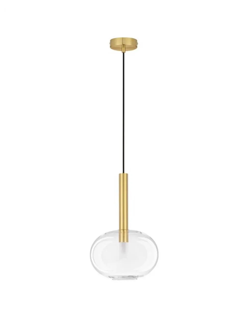 Pendul structura din Metal Negru/Auriu si abajur din Sticla Transparent H191xL24cm IP20 AMELIA
