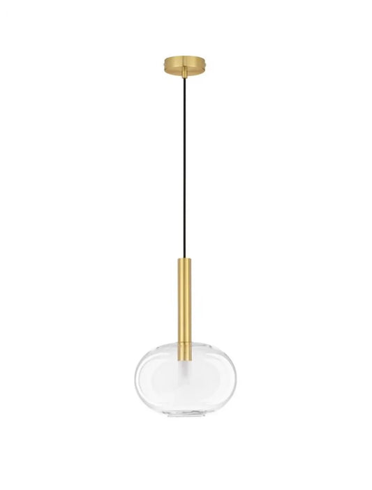Pendul structura din Metal Negru/Auriu si abajur din Sticla Transparent H191xL24cm IP20 AMELIA