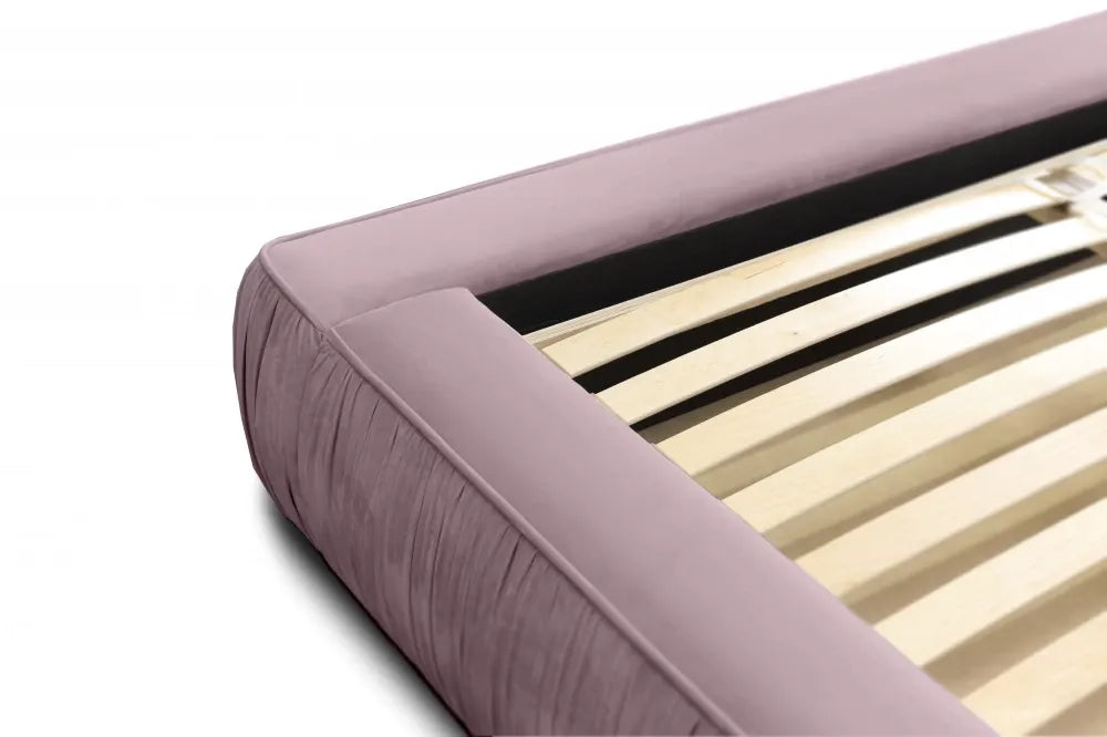 Pat 160x200cm tapitat cu Catifea Roz Naomi