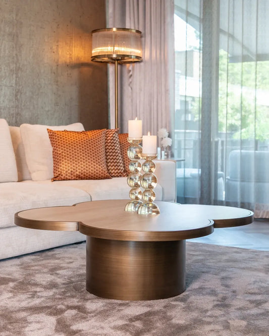 Lampa de podea din Metal/Cristal/Marmura Bronz/Transparent/Negru L50xH180cm Nadime