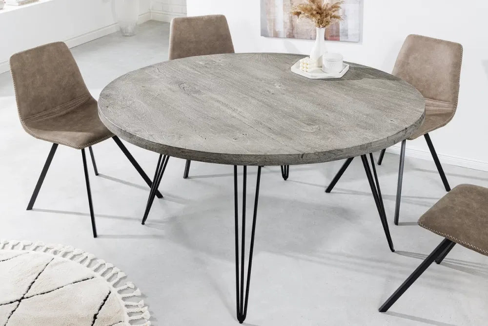 Masa rotunda din Lemn de mango Gri si Metal Negru D120xH76cm Scorpion