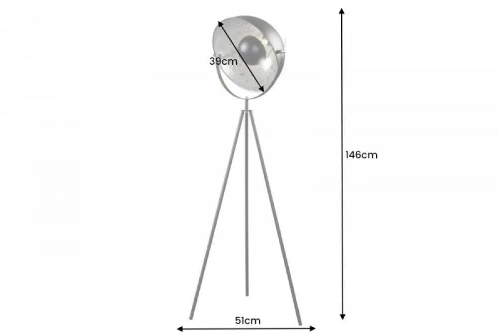 Lampa de podea din Metal Negru/Argintiu H146xL51cm Studio