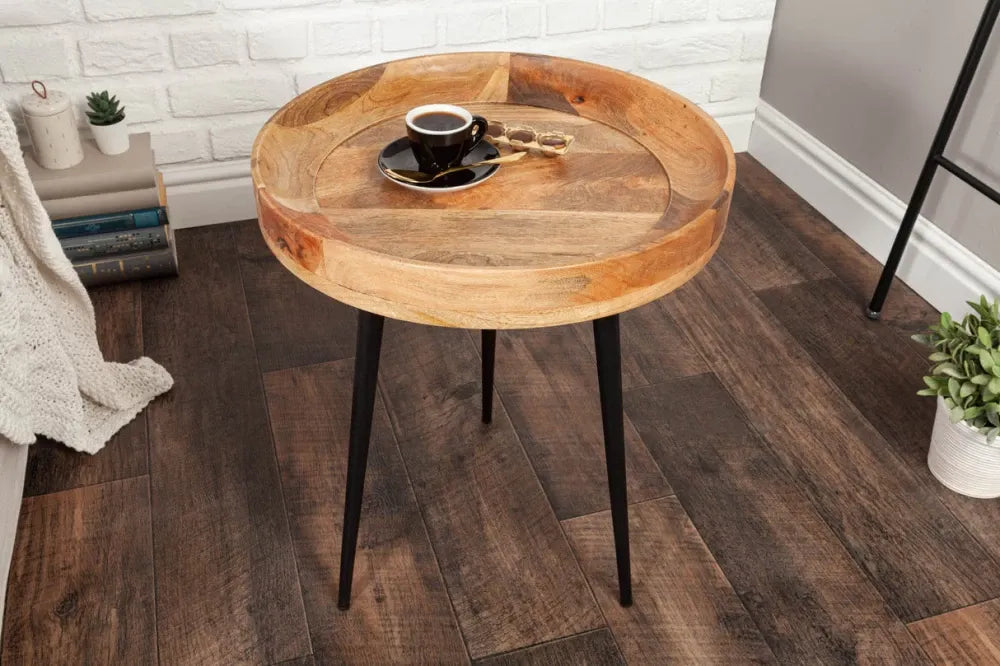 Masuta laterala din Lemn de mango Maro si Metal Negru D45xH54cm Pure