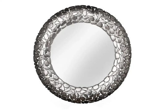 Oglinda cu rama din Metal Argintiu D82cm Stone Mosaic