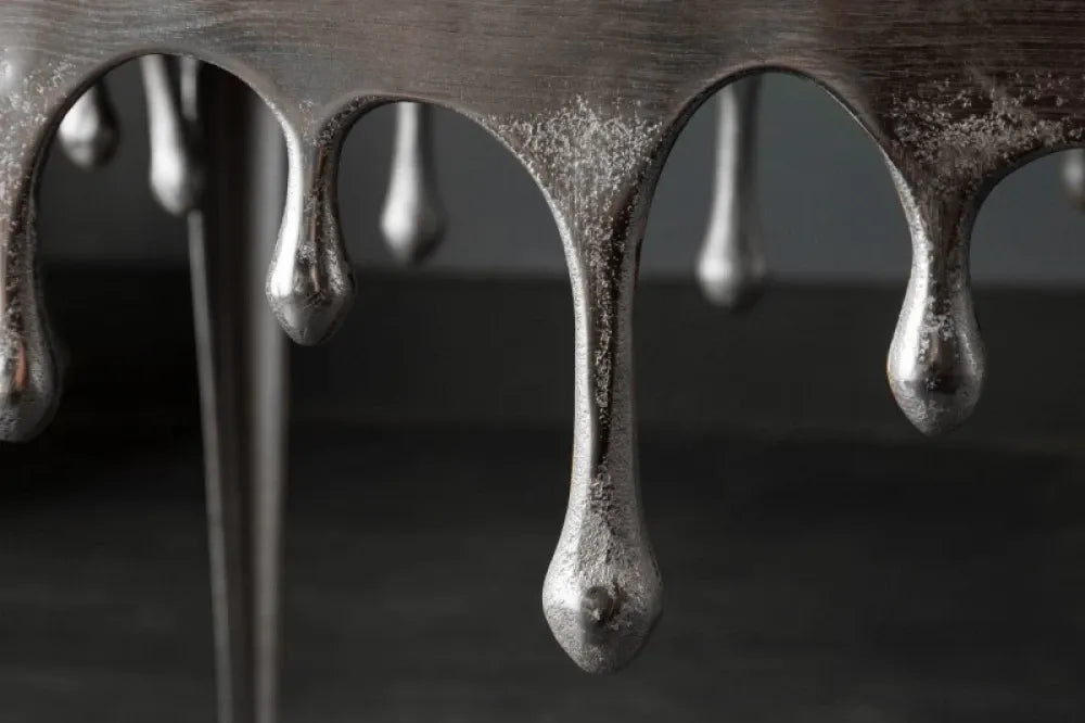 Masuta laterala Patrata din Metal Argintiu L34xH44cm Liquid S