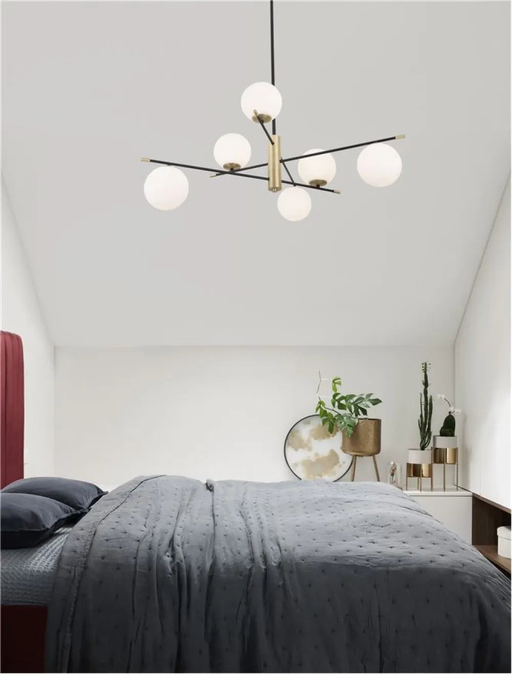 Lustra structura din Metal Negru/Auriu si abajur din Sticla Alb H120xL100cm IP20 GIT