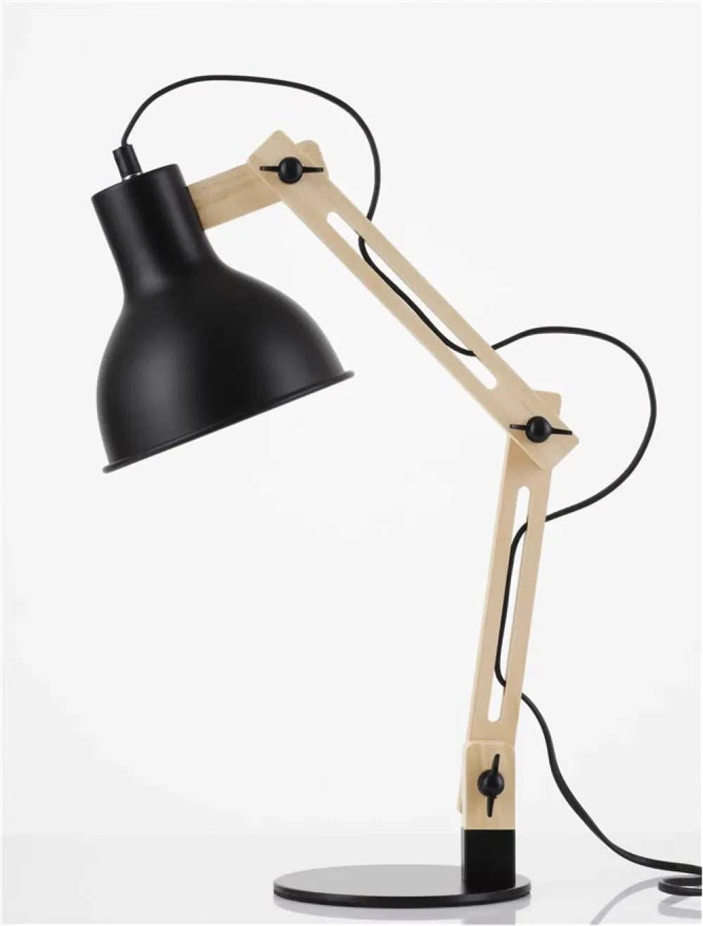 Veioza structura din Metal si Lemn Negru si abajur din Metal Negru H45.5xL15cm IP20 GROU