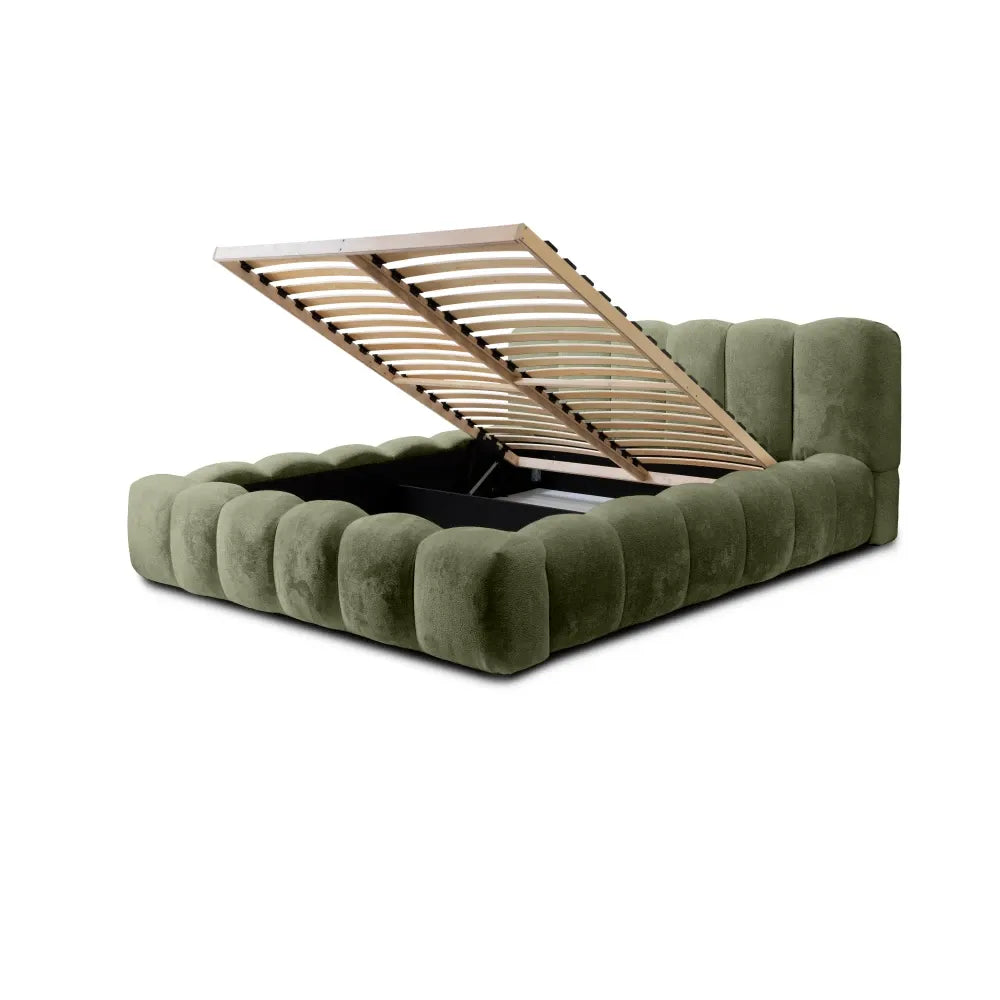 Pat 180x200cm tapitat cu Chenille Verde Dallas