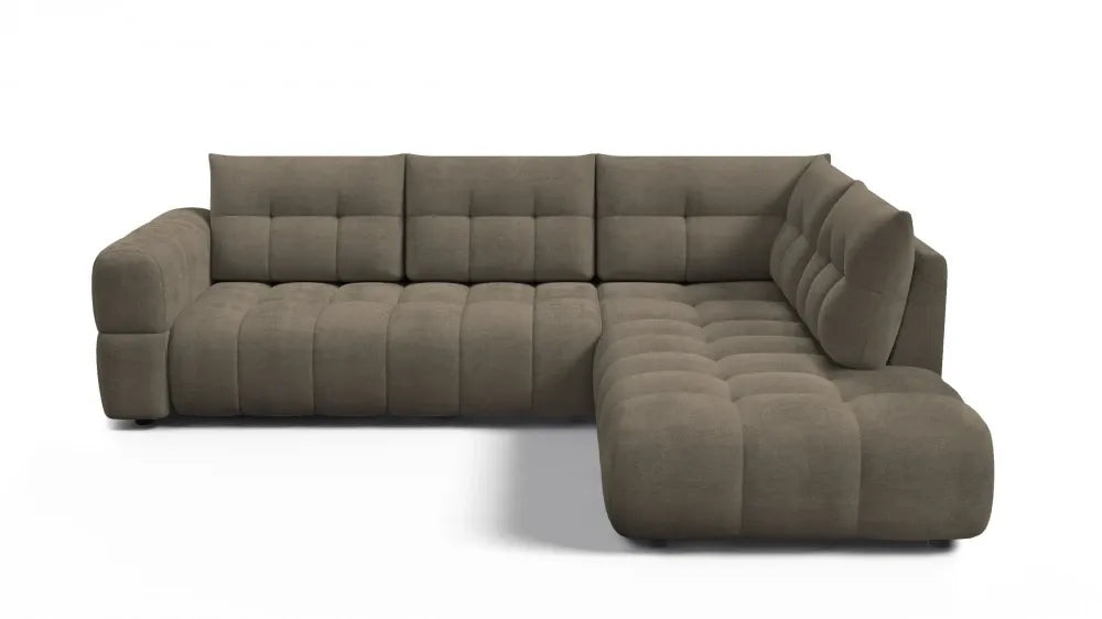 Coltar in forma de L tapitat cu material pet friendly Alias maro L291 x 219cm