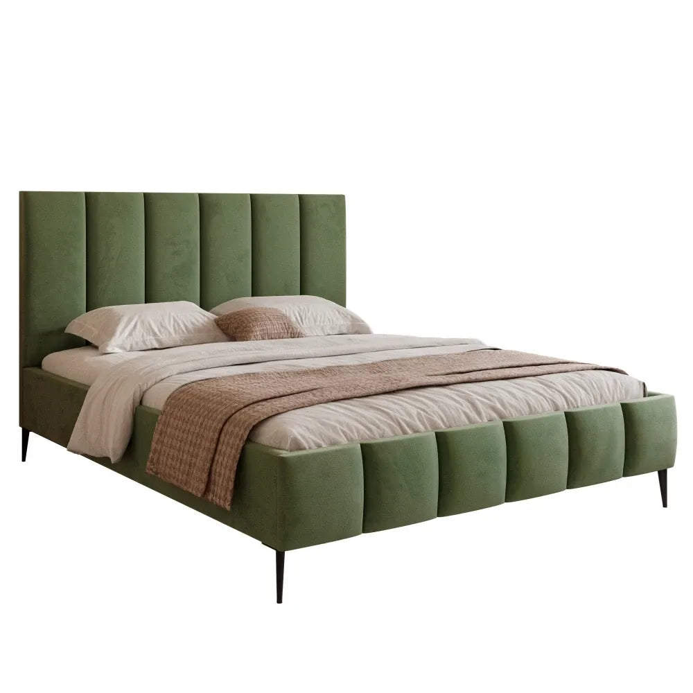 Pat 140 x 200 tapitat cu Catifea Velutto Verde Lara