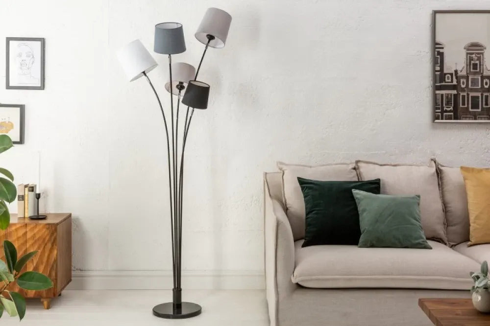 Lampa de podea din Metal Negru si Textil Multicolor H176xL50cm Levels
