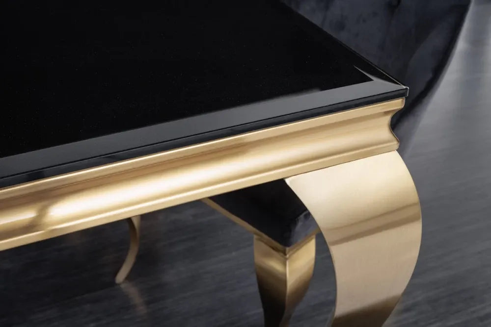 Masa din Sticla securizata Negru si Otel inoxidabil Auriu L180xH75cm Modern barock