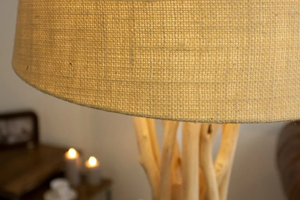 Lampa de podea din Lemn Bej si Textil Bej H155xD55cm Wild Nature