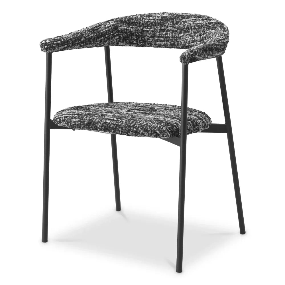 Set 2 scaune tapitat cu Stofa boucle Negru L57xA55xH77.5cm Julio Eichholtz