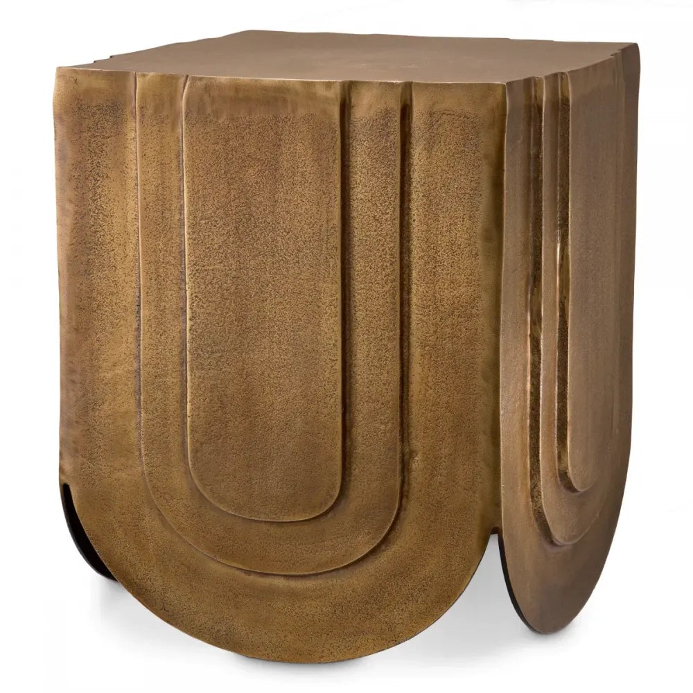 Masuta laterala Patrata din Aluminiu Alama antichizata L44.5xl44.5cm Gubbio Eichholtz