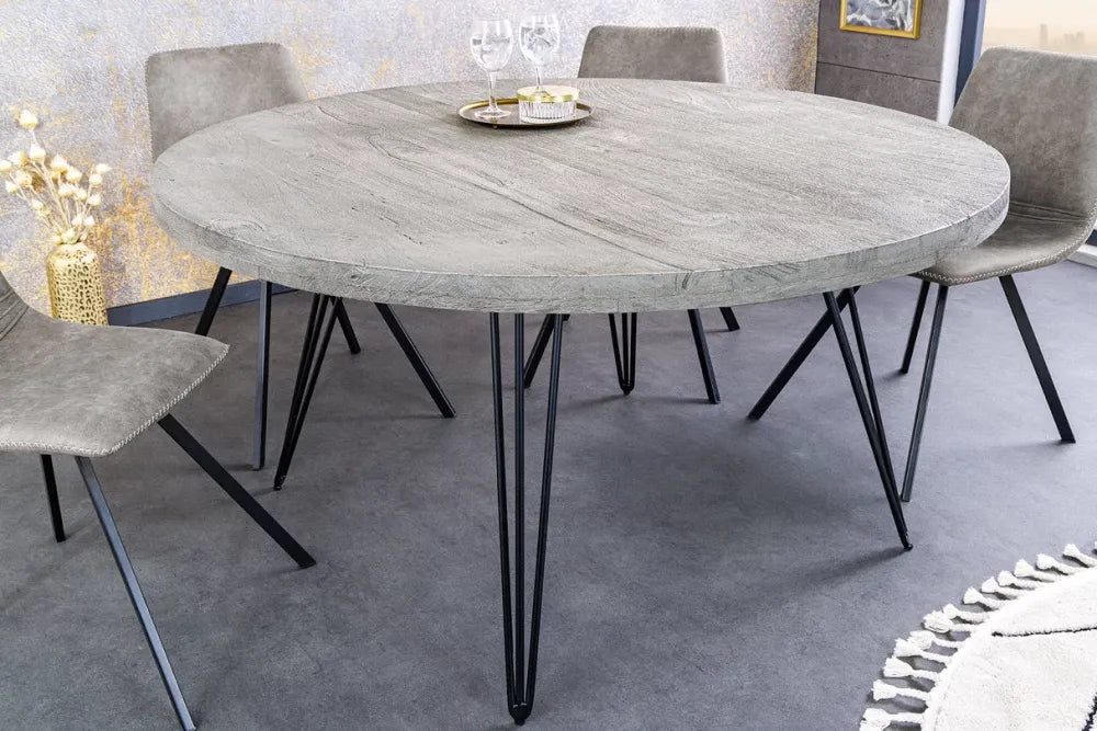Masa rotunda din Lemn de mango Gri si Metal Negru D120xH76cm Scorpion