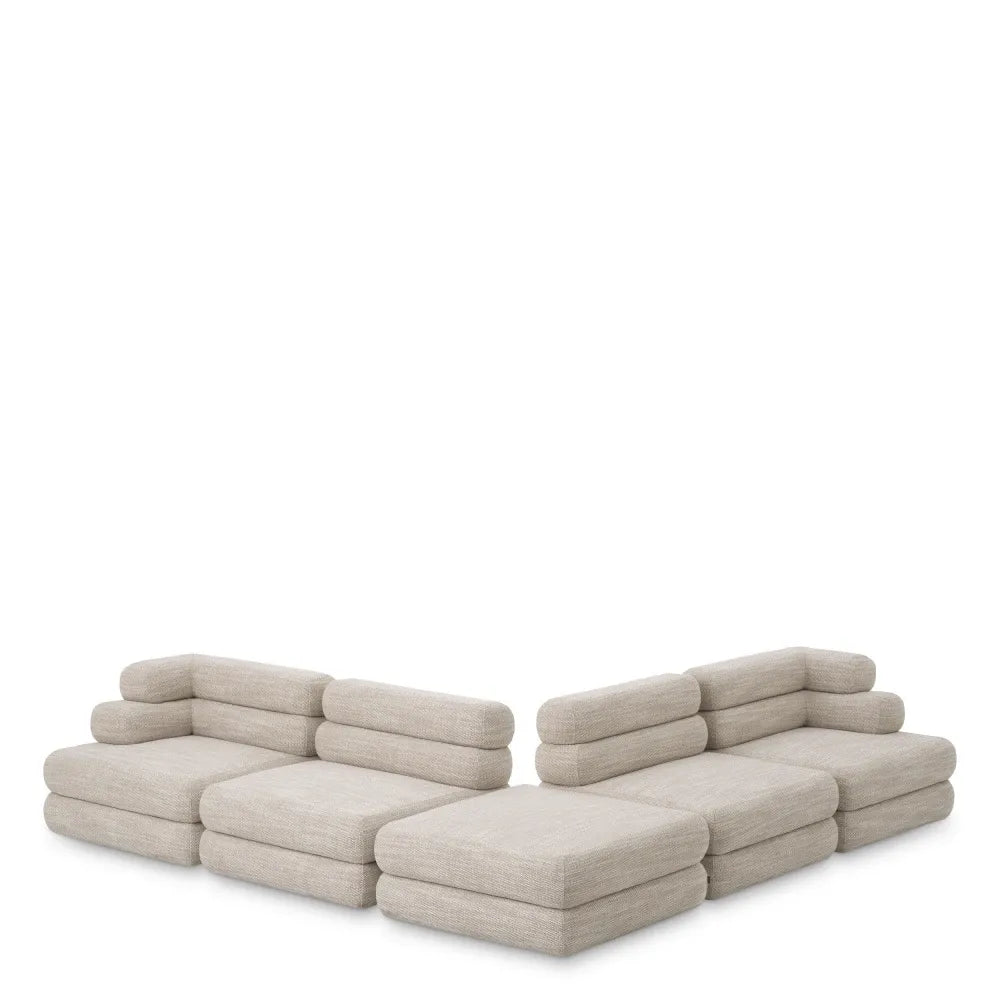 Modul cu brat pe dreapta tapitat cu Stofa  Bej L92xA92xH69cm Malaga Eichholtz