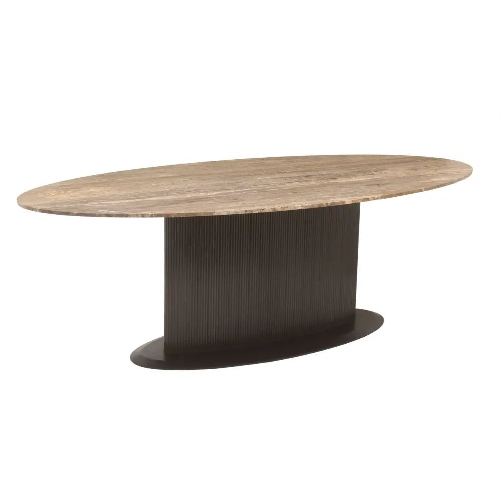 Masa ovala din MDF/Metal Maro si Travertin Maro L235xH76cm Russo Richmond interiors