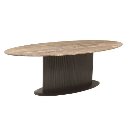 Masa ovala din MDF/Metal Maro si Travertin Maro L235xH76cm Russo Richmond interiors