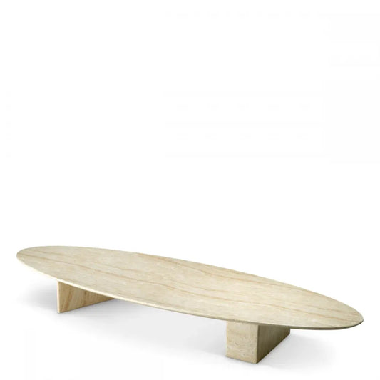 Masuta de cafea pentru exterior din Travertin artficial Bej H28.5xL240cm Aurore Eichholtz