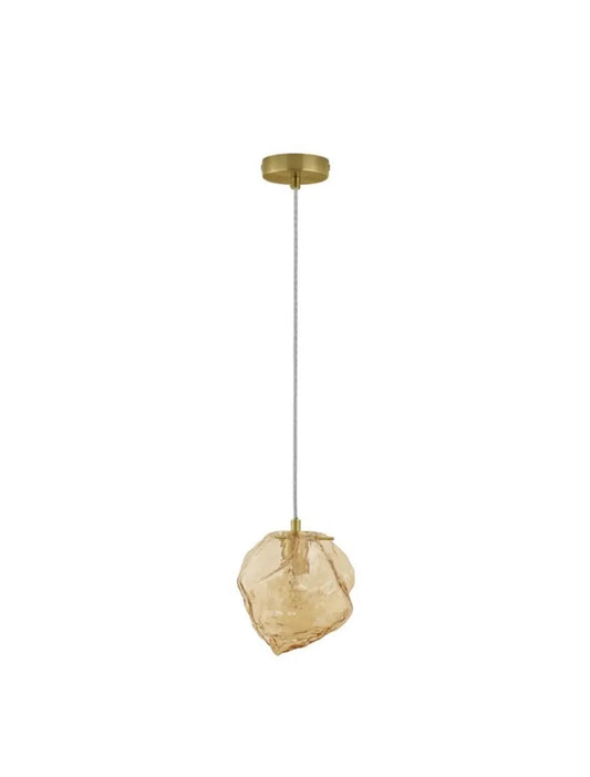 Pendul structura din Metal Auriu si abajur din Sticla Auriu Amber H120xL18cm IP20 ODELLE