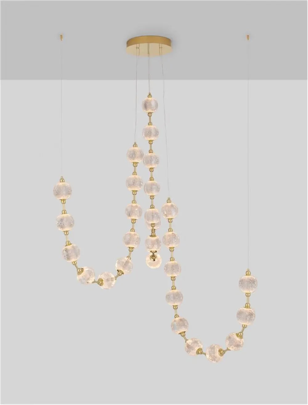 Candelabru structura din Metal Auriu si abajur din Cristal Transparent H300xL147cm IP20 134W 8530lm 3200k BRILLANTE