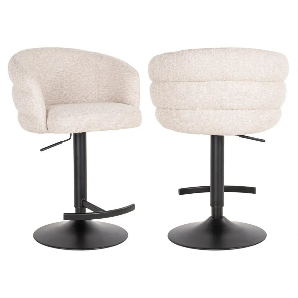Scaun de bar rotativ cu inaltime reglabila din Stofa Crem si Metal Negru L59xH85-110cm Nikki Richmond interiors