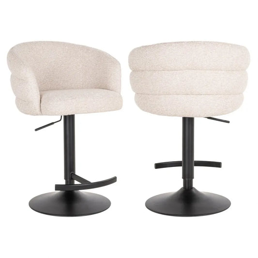 Scaun de bar rotativ cu inaltime reglabila din Stofa Crem si Metal Negru L59xH85-110cm Nikki Richmond interiors
