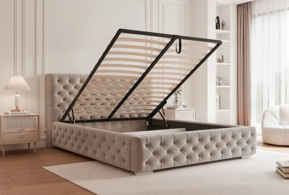 Pat 160 x 200 tapitat cu Catifea Magic velvet Grej Noah