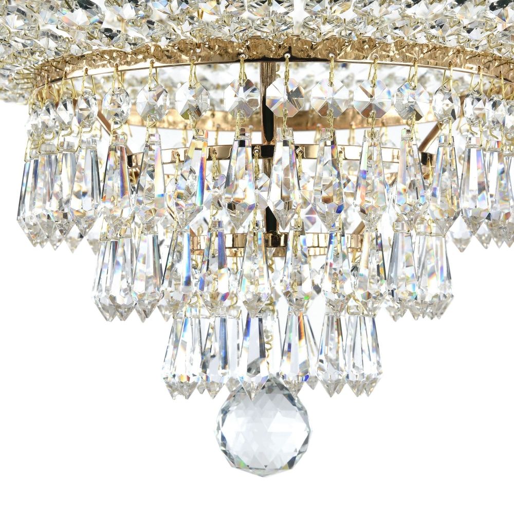 Candelabru Rotund din Metal si Cristal Auriu/Transparent Palace D100xH69cm