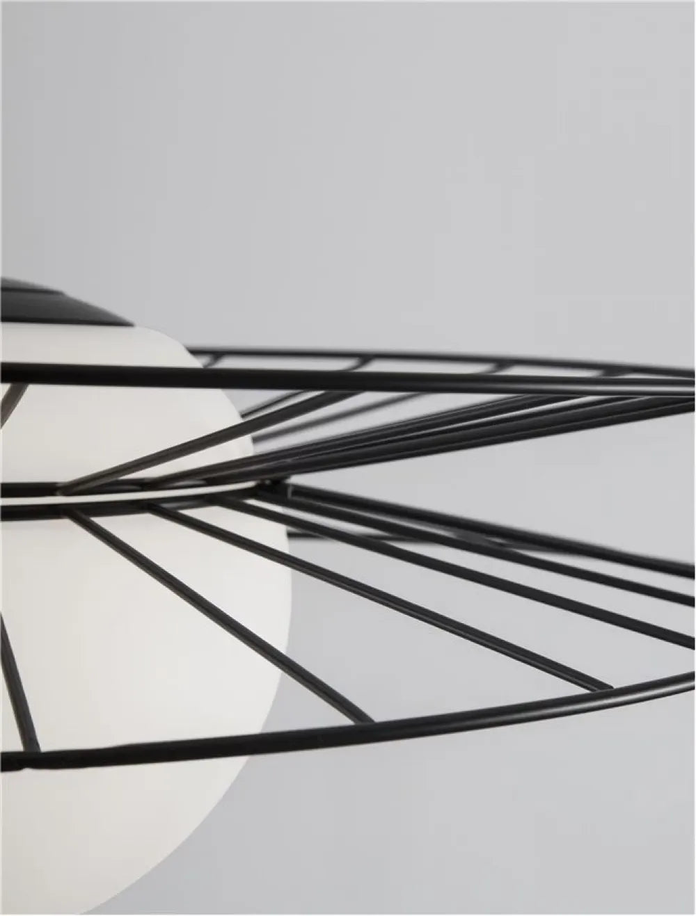 Pendul structura din Metal Negru si abajur din Sticla Alb H150xL45cm IP20 ELLERY