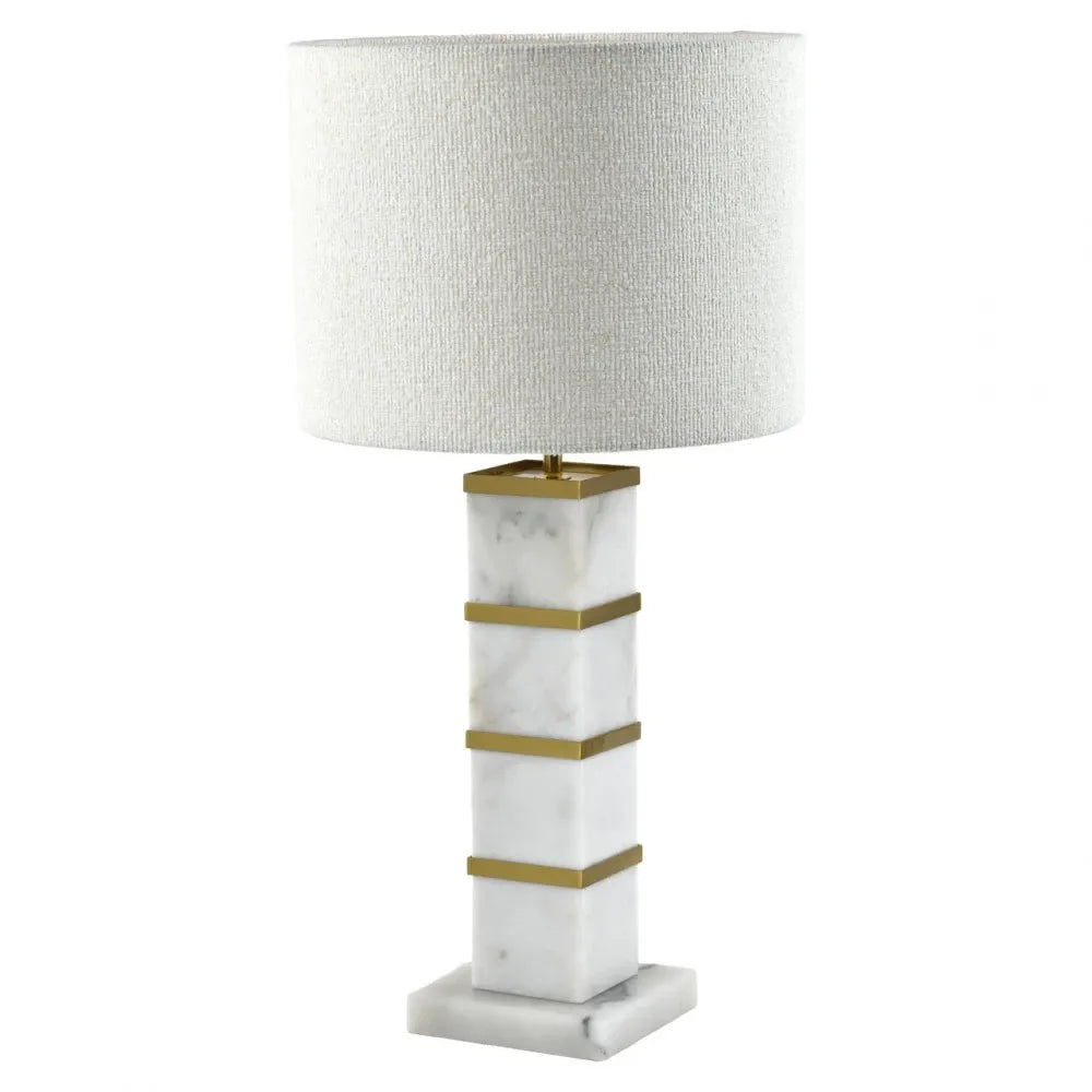 Veioza din Metal/Marmura/Stofa Auriu/Alb D40xH79.5cm Celinae Richmond interiors