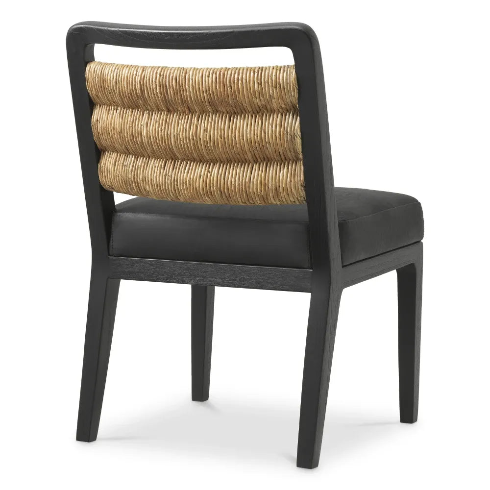 Scaun tapitat cu Piele Negru L56xA63xH85cm Luberon Eichholtz
