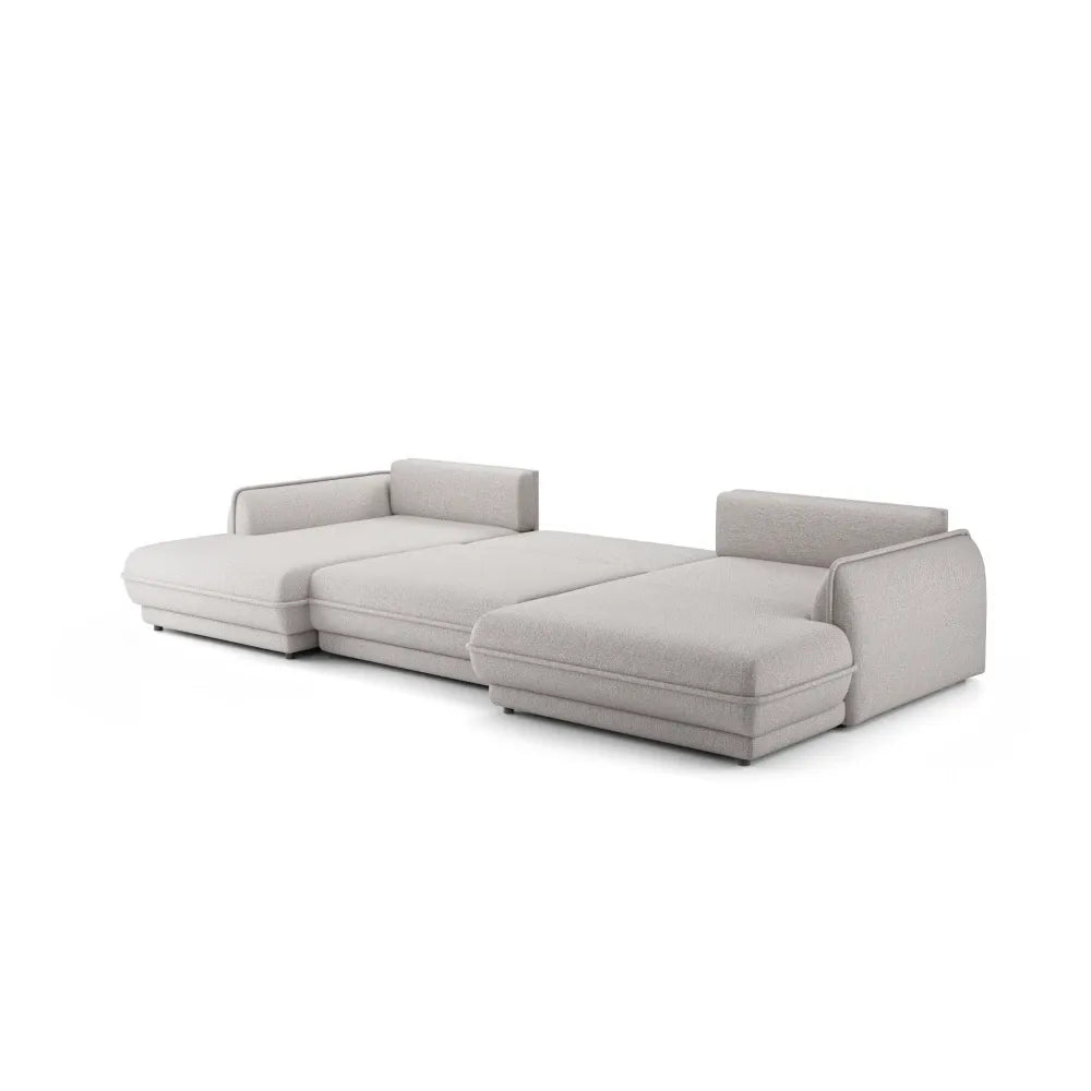 Coltar extensibil in forma de U cu spatiu depozitare din Stofa Gri Mojave III