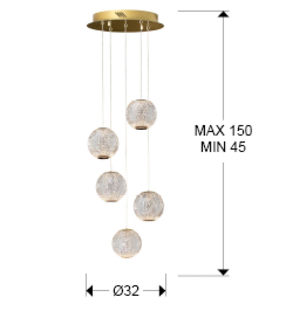 Lustra rotunda cu inaltime reglabila din Sticla Transparent cu LED D32xH150cm Austral